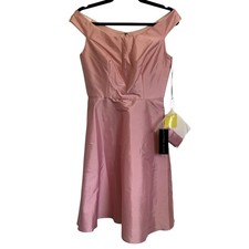 NWT Alfred Sung Off the Shoulder Cocktail Dress Sz 4 in Twirl Pink
