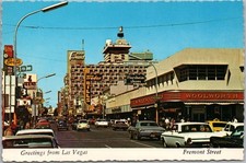 Vintage LAS VEGAS Nevada 4x6 Postcard "Fremont Street" Hotels Casinos c1960s