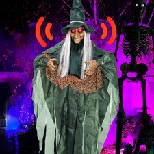 Halloween Decorations Outdoor - 6 Ft Animated Hovering Witch Animatronics New