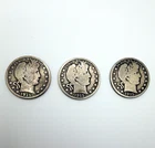 Barber Half Dollar 1915-S San Francisco 50C Silver Business Strike Lot of 3
