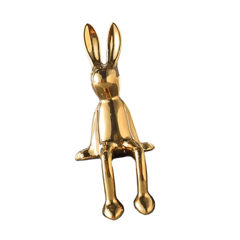 Red Ceramic Rabbit Ceramic Rabbit Statue Tabletop Ornament Elegant Rabbit Sculpture Home ...