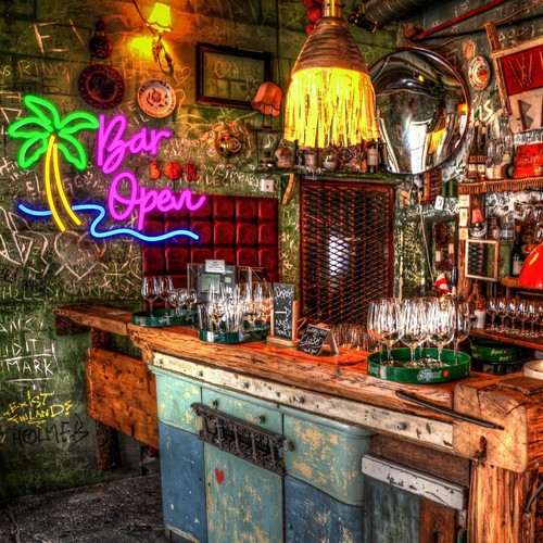 Bar Open Sign for Business, Neon Open Sign, USB Dimmable Palm Tree Neon Light... - Picture 7 of 7