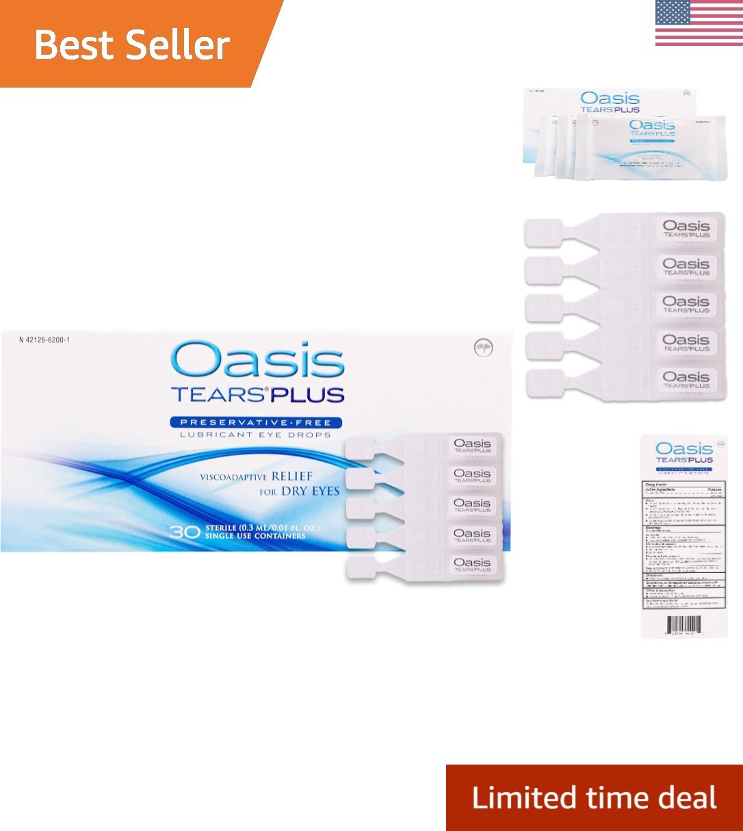 PLUS Preservative-Free Lubricant Eye Drops, 30 containers, 0.3 ML/0.01 FL OZ