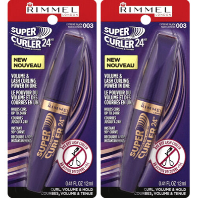 2-Pack NEW Rimmel Super Curler 24 Hr Mascara Curling 003 Extreme Black (Sealed)