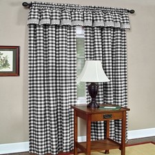 Buffalo Check Panel Window Curtain - 42 Inch Width, 84 Inch Length - Black  ...