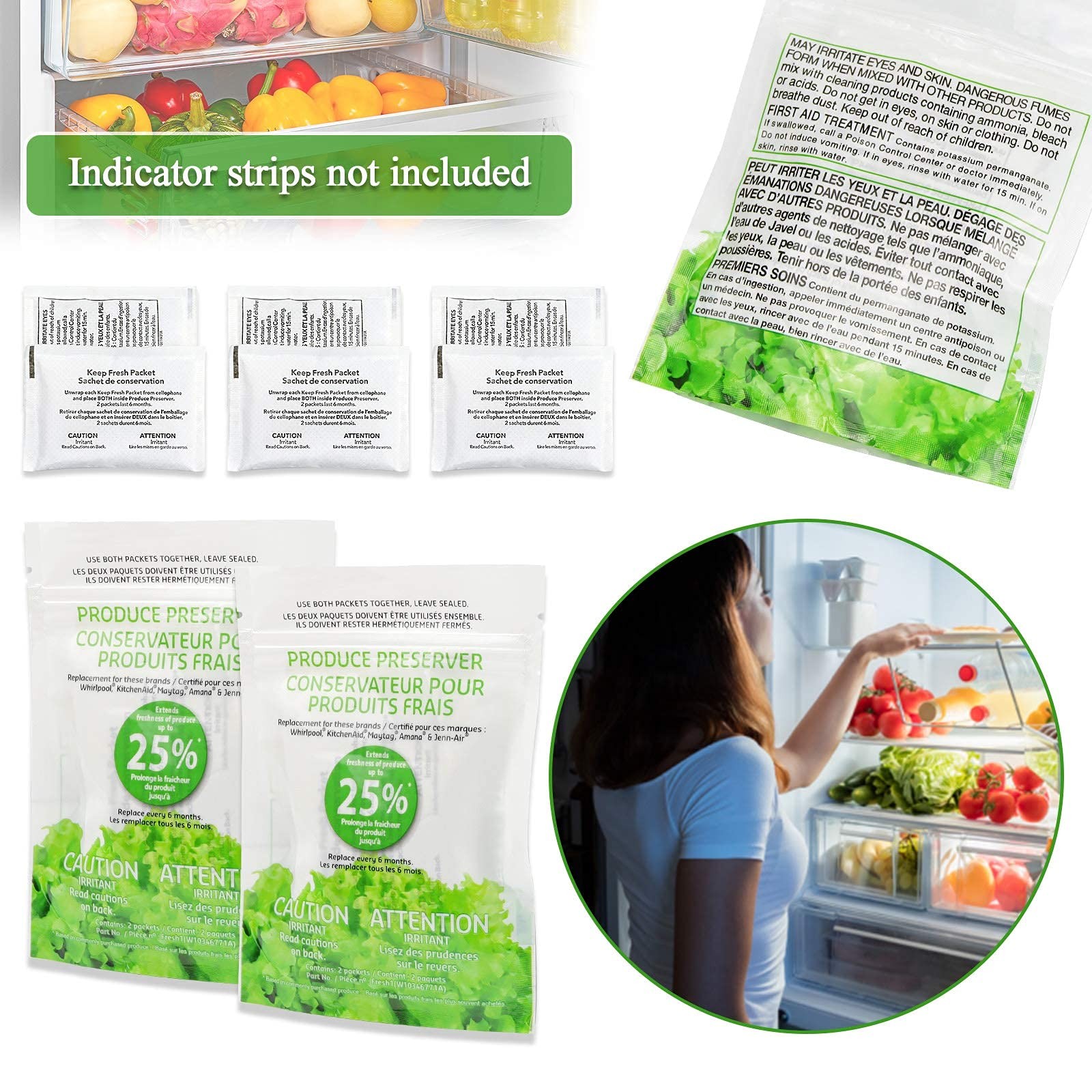 W10346771A Refrigerator Produce Preserver Replacement (6 Packets-3 Pack)