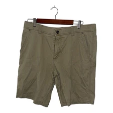Swiss Tech Shorts Mens 34 Brown Khaki Flat Front Performance Outdoor Casual