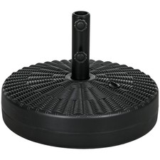 Outsunny 29kg Round Parasol Base w/ Rattan Effect, Plastic Umbrella Stand, Black