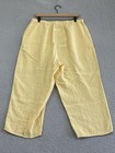 Flax By Jeanne Engelhart Textured Wide-Leg Pants Yellow M Linen Blend Seersucker — photo 2