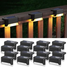 Solar Step Deck Fence Lights, Outdoor Waterproof Led, 1.77x3.14x1.73in, Black...