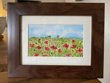 ORIGINAL (Not A print!) Framed Painting Poppy Field by Lisa EVANS