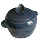 Vtg Blue Frankoma 2 pc Casserole Baker Bean Pot W5 2 qt W/Lid EUC Great Cond.