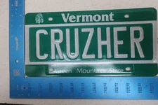 Vermont VT License Plate Vanity Tag Cruise Her Drive Driving Cruiser CRUZHER