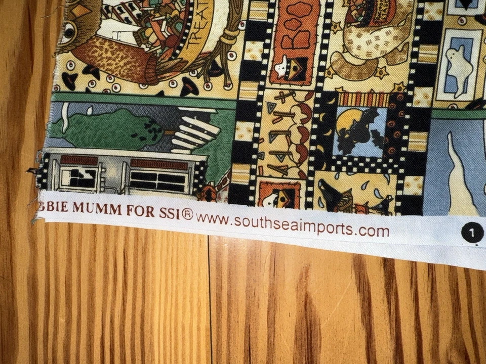 Difícil de encontrar! "HAUNTED HOUSE" DE DEBBIE MUMM TELA DE EDREDÓN DE ALGODÓN ESTAMPADO HALLOWEEN 1/2 YARDA Foto 2 de 3