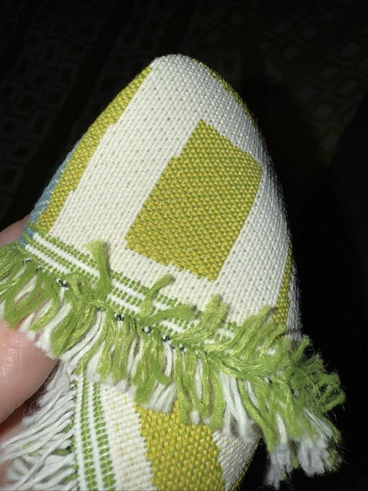 Mid-Century Vintage Woven Upholstery Fabric Geometric Shapes Lines Avocado Green - Image 4 of 4
