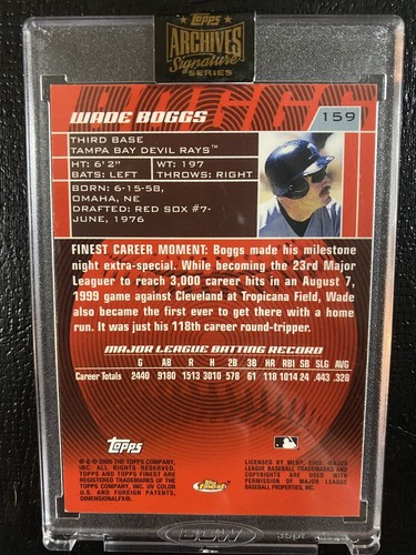 2021 Topps Archives Signature Series Wade Boggs 2005 Topps Finest 1/1 Tampa #159 - Picture 2 of 2