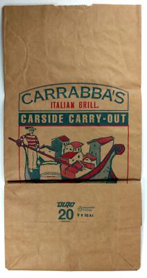 CARRABBA'S ITALIAN GRILL Carside Carry-Out Paper Take-Out Bag