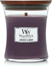 NEW WoodWick AMETHYST & AMBER Medium 10oz Hourglass Jar Candle