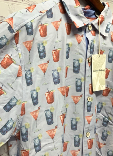 Tommy Bahama 3XL Shirt Coconut Point Red White Chambray Blue NEW Short Sleeve - Picture 4 of 7