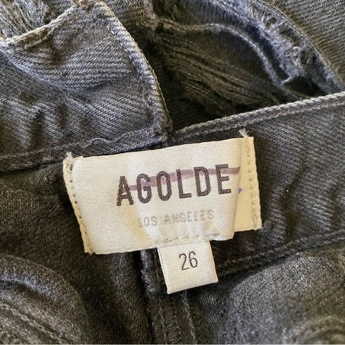 NWT AGOLDE Criss Cross Straight Jeans High Rise Distressed Black Feverish Sz 26 - Picture 12 of 16