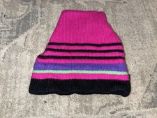 Smiley Winter Ski Hat 100% Pure Wool Black Pink Multi Made in USA OSFA