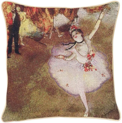 Edgar Degas Ballet Dancer VTG Jacquard Tapestry Throw Pillowcase Cushion Cover