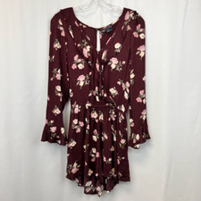 American Eagle Outfitters Womens Dress Multicolor Mini Floral Keyhole High Low S