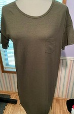 EXPRESS LADIE'S  DRESS SMALL P DEEP GREEN POCKET ON FRONT HIGHT /LOW SOFT   A1