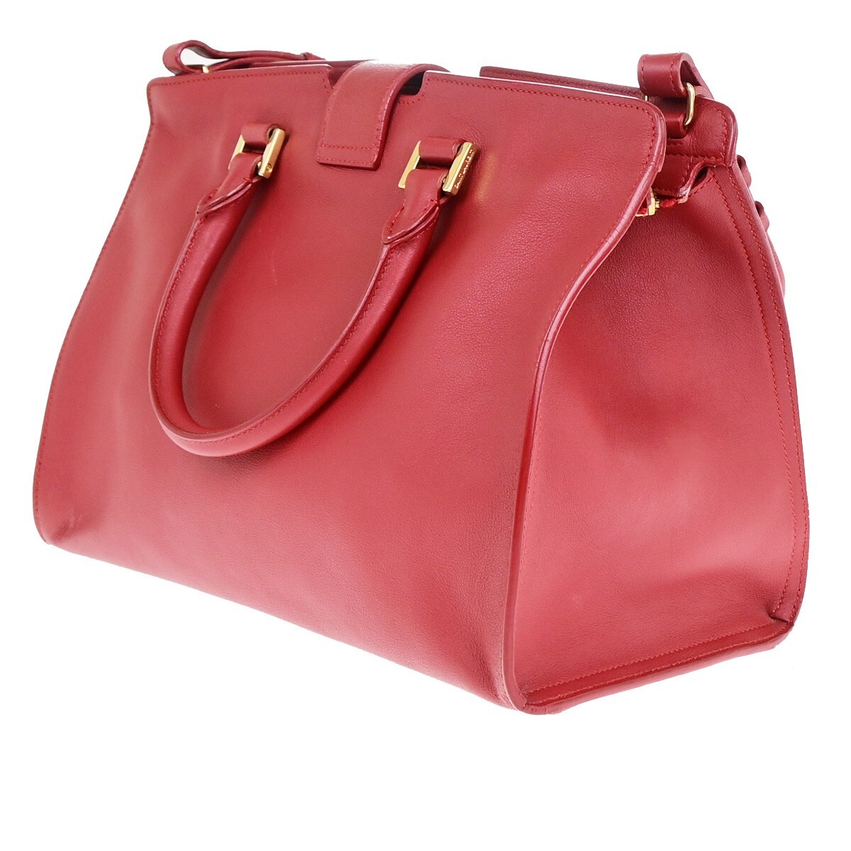 Borsa a mano SAINT LAURENT YSL logo Cabas 2 vie pelle rossa GHW Italia 29EC867