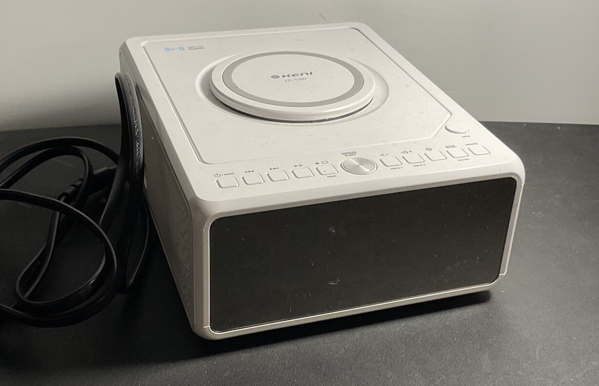 Keni CD Player Boombox Alarm Clock Radio Bluetooth, Wireless Control No