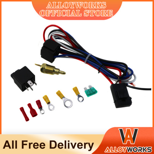 175-185 3/8" Electric Engine Fan Thermostat Temperature Relay Switch Sensor Kit - Picture 1 of 8
