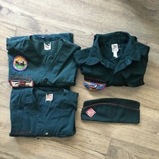 Lot Of 3 Vintage Boy Scout Dark Green Explorer Shirts and 1 Explorer Garrison