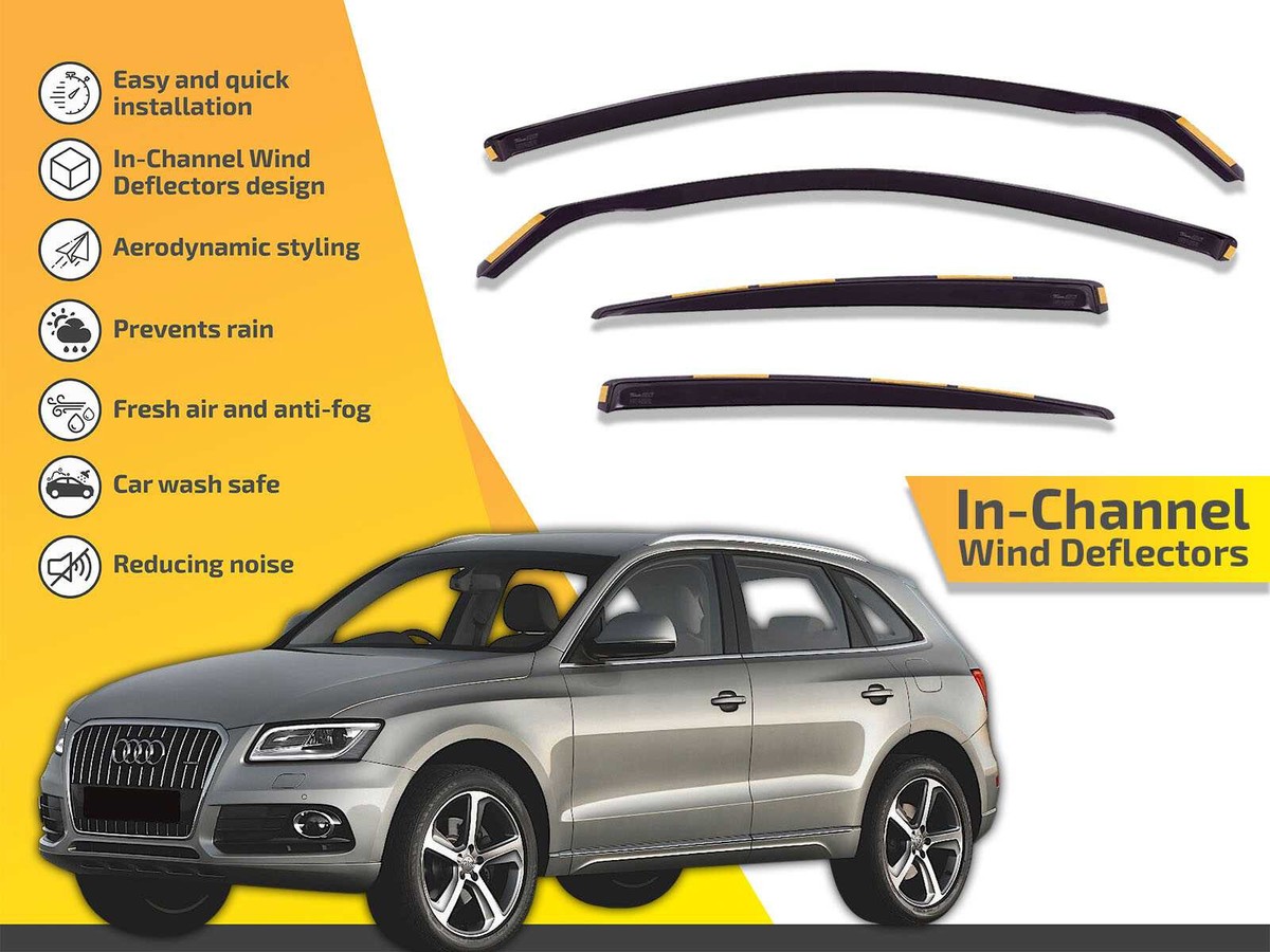 Audi Q5 2009 - 2016 Stx Internal Wind Deflectors - 4-pcs - Clip In - Dark Smoke - W101