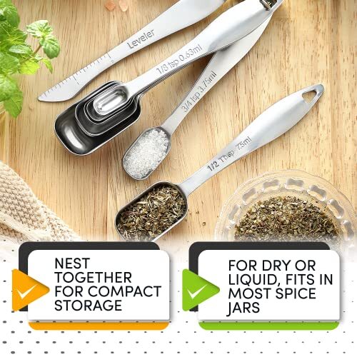 Heavy Duty Stainless Steel Metal Measuring Spoons Set For Dry Or Liquid Fits In - Picture 3 of 9
