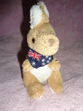 Kangaroo Happy Memories from Australia Blue Flag Scarf stuffed plush 5"