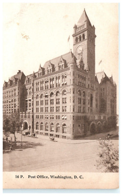 Post Office Exterior Street View Washington DC Early Postcard View