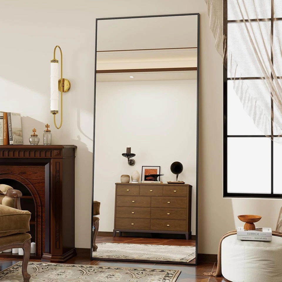 Standspiegel Spiegel Minimalistisch Solide 60x165cm Ganzkörper Schwarz B1237 - Bild 2 von 4