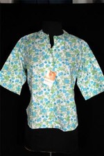 RARE DEADSTOCK NEVER WORN 1960'S FLORAL PRINT POLY COTTON BLOUSE SIZE 36-38