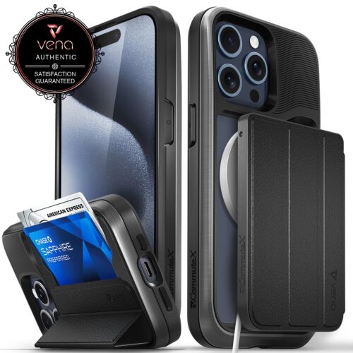 Vena vCommuteX MagSafe Heavy Duty Case Detachable Wallet For iPhone 15 Pro Max - Afbeelding 1 van 11