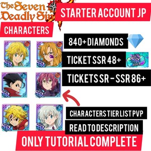 Details About Jp Instant Top Tier Ssr Seven Deadly Sins Grand Cross 7ds Starter Account