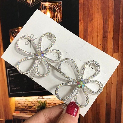 Hair Clips Crystal Water Drop Snowflake Butterfly Rhinestone Headwear Fashion - Picture 18 of 43