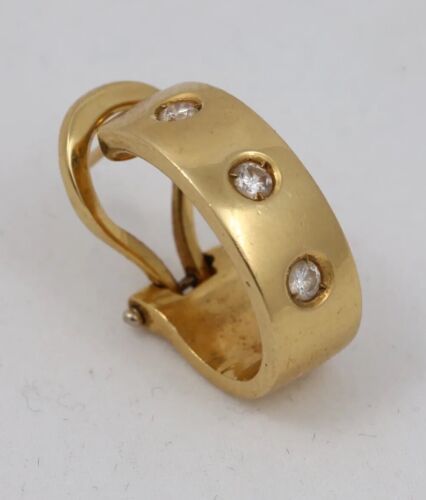 6.26g 18 KT. YELLOW GOLD DESIGNER CARTIER VINTAGE DIAMOND HOOP SINGLE EARRING!! - Picture 1 of 8