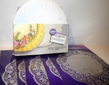 WILTON 10" CAKE CIRCLES 12 Cardboard Base & 6 PKG Silver FOIL Lace DOILIES 36 ct