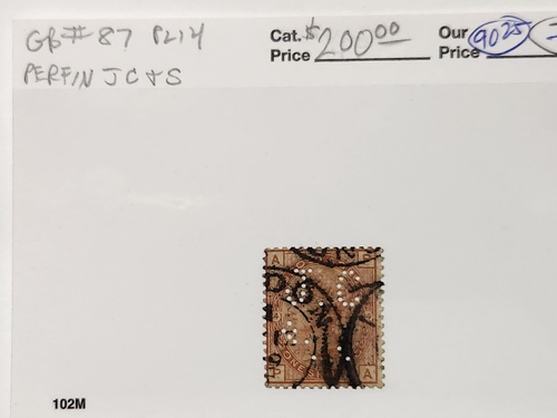 Großbritannien #87 pl14 Perfin JC & S - 2024 CV 200 $ - Lot #9025