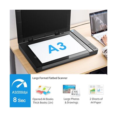 VIISAN 3120 A3 Large Format Flatbed Scanner, 1200 DPI, Scan 12