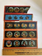 Magic Lantern VTG Glass Slides Set Of 5 Some Damaged 1800s Era Projector Slides