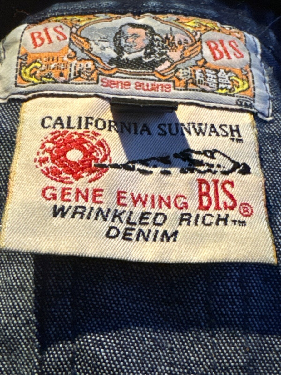 Vintage GENE EWING BIS Denim Jacket Womens Size 4 Wrinkled