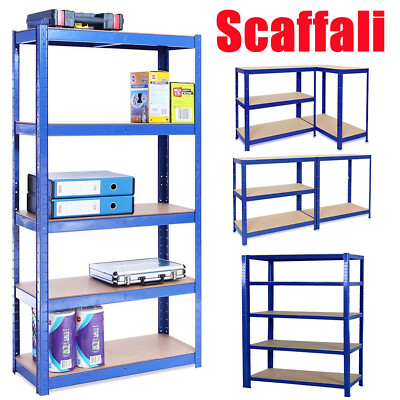 Scaffale Metallico G-Rack 180x90x40 Cm - 5 Ripiani, Carico 875 Kg, Zincato Per Garage E Officina - Foto 3