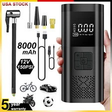 Portable 150PSI Air Compressor Tire Inflator Fits Car Moto Bike Tires Air Pump