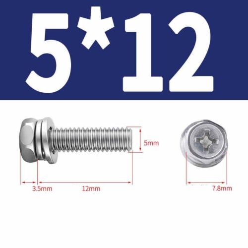 Phillips Hex Head with Washer Screws Hexagon Combination Stainless Steel M3-M10 - Picture 30 of 71